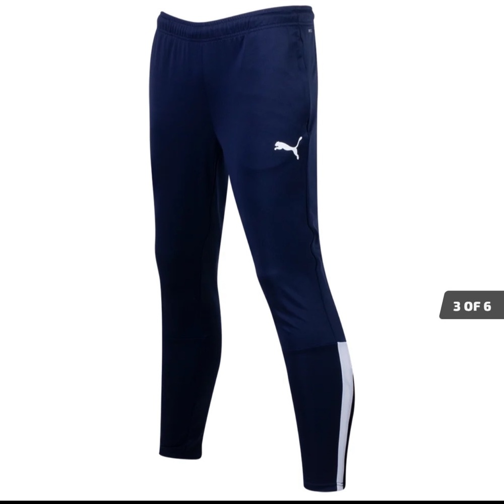 PUMA Liga Training Athletic Pants Youth Boys XL Blue DryCELL Soccer JoggersPUMA